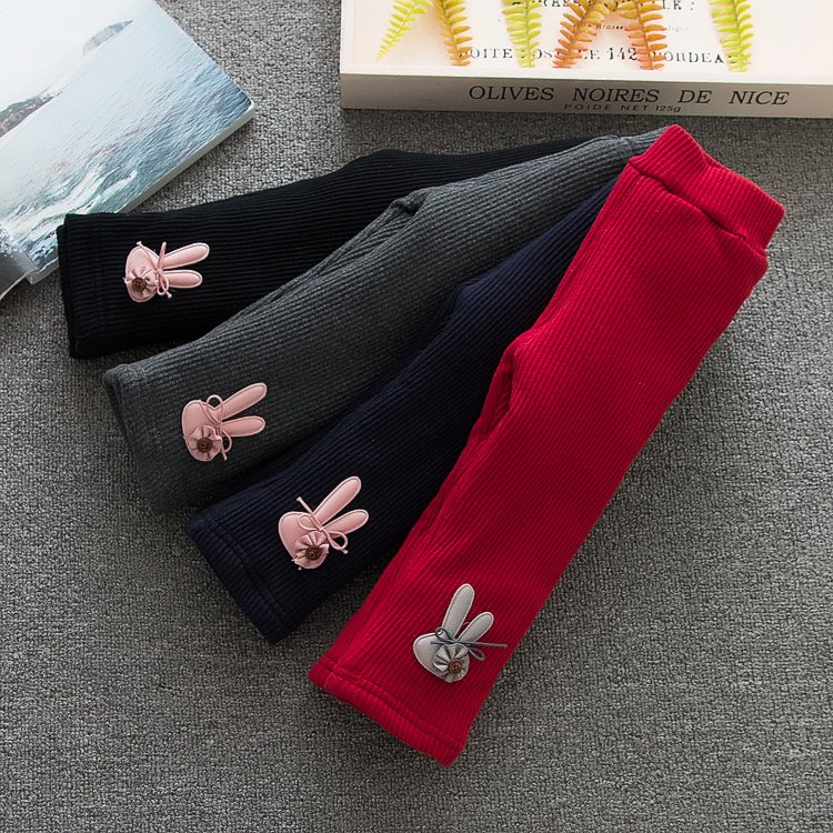 Quần legging bé gái mùa thu đông có thể được mở ra và quần nhung nữ dày cho bé quần bé 0-1-2-3-4 tuổi quần lót lông bé gái