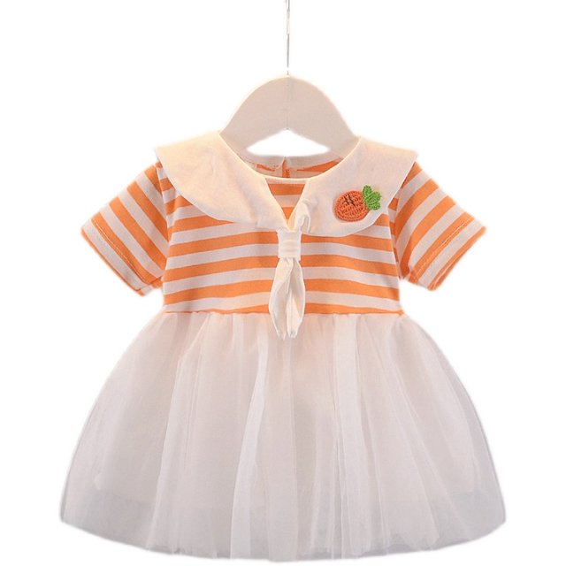 Girls summer striped gauze skirt 0-2 years old 3 baby summer dress western style dress princess skirt summer little girl skirt