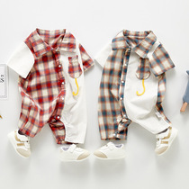 Newborn baby clothes Summer slim fit baby Summer clothing Male 0-3 month female 1 year old pure cotton baby short sleeve one-piece suit