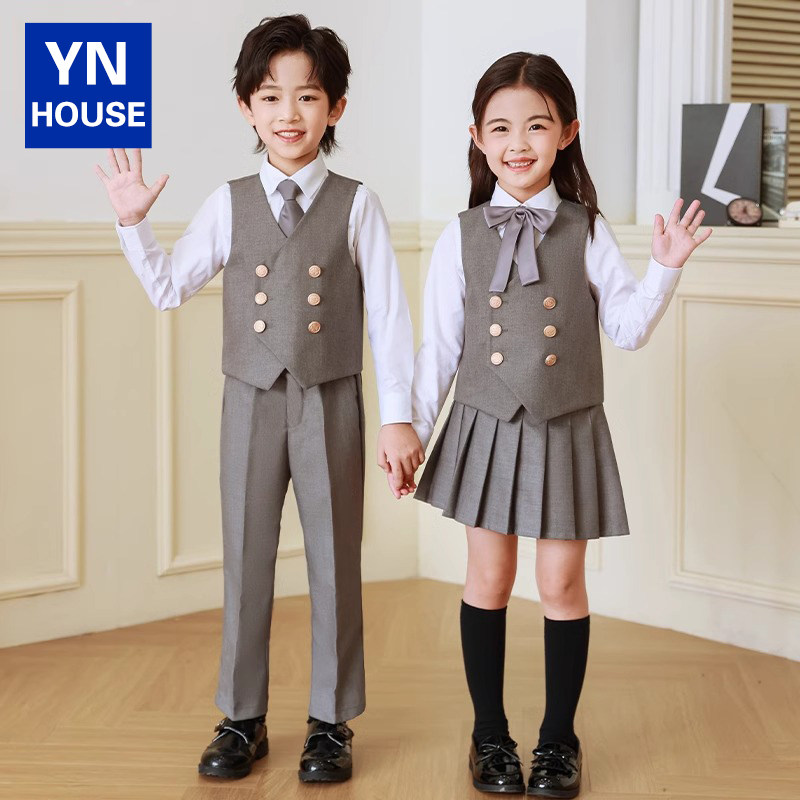 Spring and autumn Children's Children's Kindergarten Garden clothes College school uniforms Children's class Children's class Children Inn Wind Three sets in English