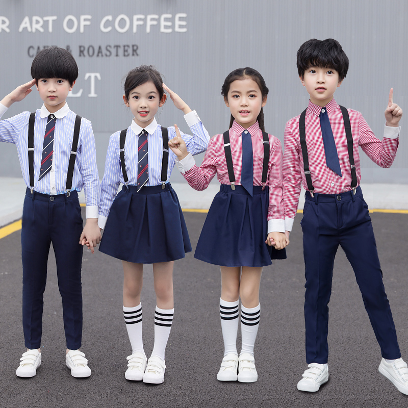 Boys and girls kindergarten recites primary school students baby bag pants suit chorus performance costumes children performance uniforms