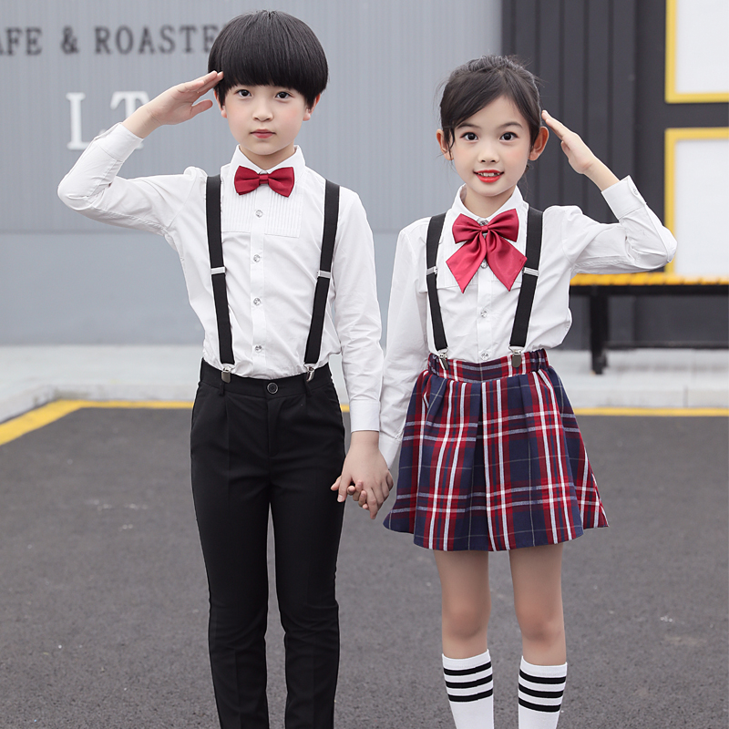 Children's Performance Costume Boys Girls' Choir Performance Recital School Uniform Nursery School Cuddling Bag Pants Primary School Children Suit