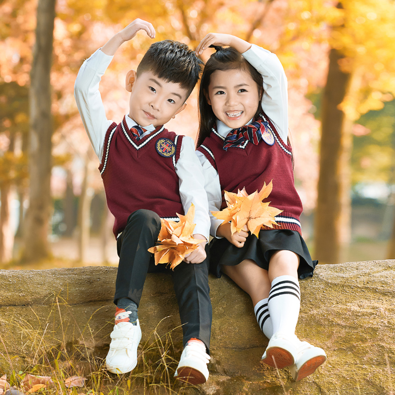 Spring and autumn clothes kindergarten Garden clothes Children's Games Opening ceremony Costume Banfu Yinglun Wind Elementary School Uniform Suit