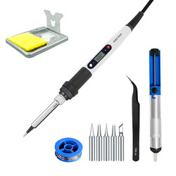 80W Internal Heating Digital Display Adjustable Temperature Constant Temperature Soldering Iron Set Electric Soldering Iron Welding Pen Household Repair Tool