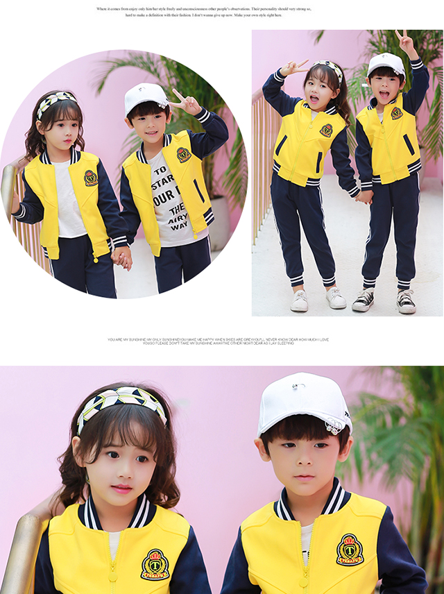 Quần áo mẫu giáo mới mùa xuân và mùa thu cotton đồng phục trường tiểu học thiết lập dịch vụ giáo viên lớp trẻ em tùy chỉnh đồ bộ bé trai