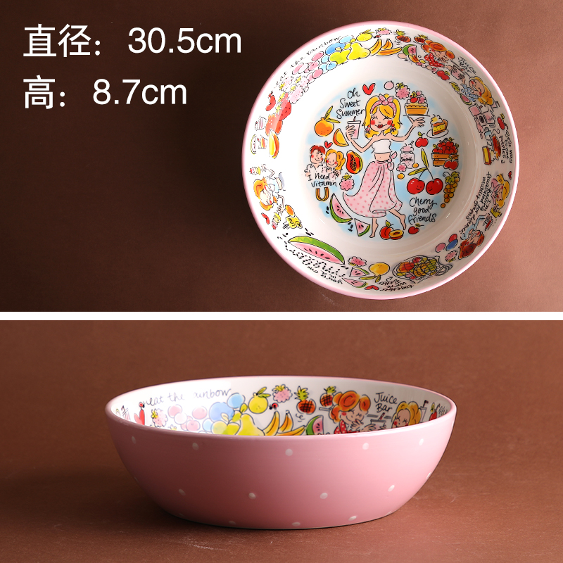 12 Inch Watermelon PotBLOND ceramics tableware fish dish Netherlands ma'am Cartoon Fruits plate Double ear pot Butter box petal salad bowl