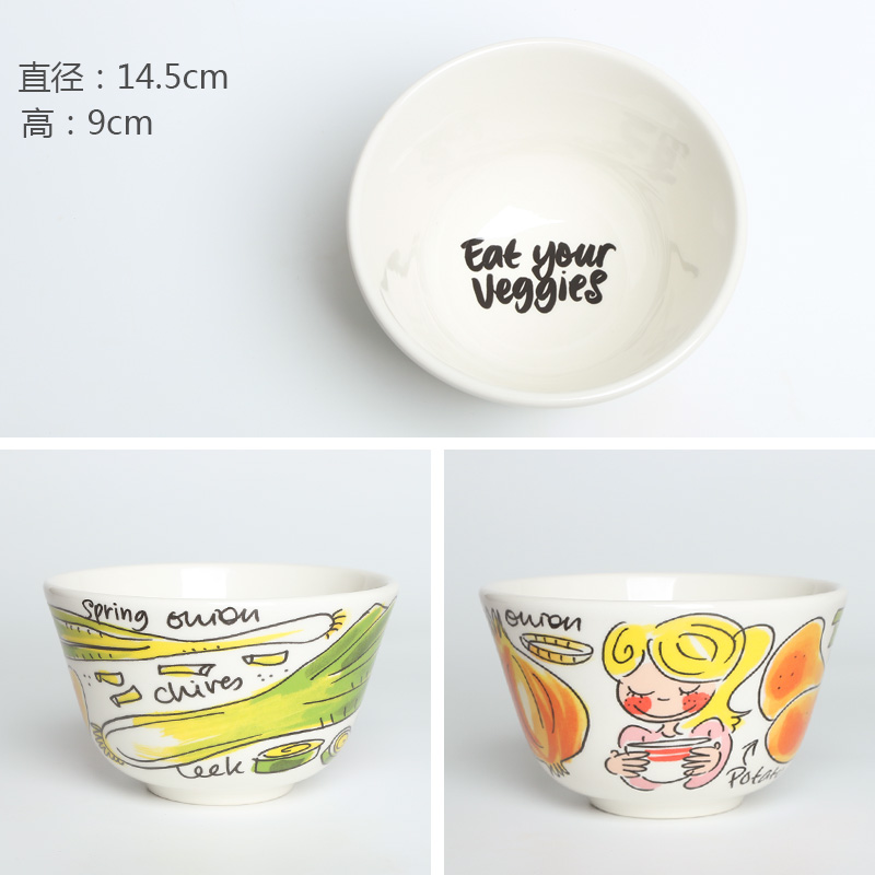 5-Inch Breakfast BowlBLOND Export Netherlands originality ceramics Noodle bowl Instant noodles bowl Soup bowl Dessert bowl Cartoon Rice bowl Ramen bowl tableware