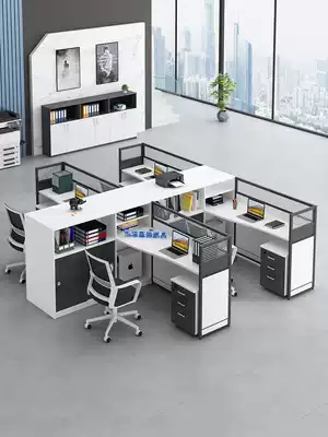Double finance desk 4 person chair combination simple modern staff office 6 screen staff Table Furniture