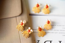 Sichuan stock full of meat South red persimmon red studded with 925 silver gilded goldfish earrings earrings