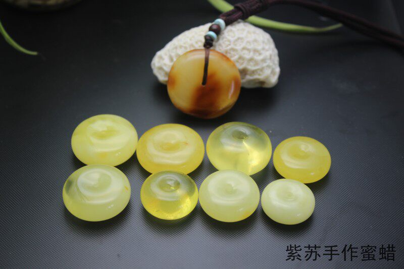 Natural amber wax raw stone hand polished pittle button cake barrel ball ball necklace