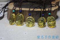 Natural non-optimized Mexican Lanpero raw stone Sugong carved Maitreya Buddha pendant necklace jewelry