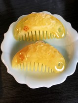 Natural amber beeswax raw stone precision carved peony flower comb pendant tassel