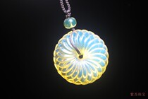 Mexican blue-per-transit GREEN BUCKLE NATURAL NO OPTIMIZED HONEY WAX PENDANT NECKLACE SUWORK ENGRAVING