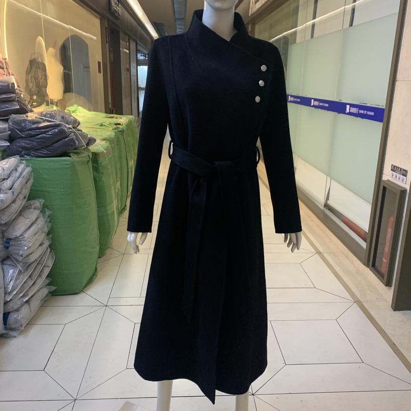 D25632 New Model 2025 Autumn and Winter High-End Right-Angle Shoulder Stand Collar Sheep Wool Double-Sided Cashmere Coat Woolen Jacket for Women