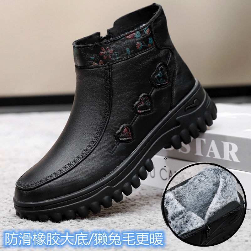 Fashion Comfort Non-slip Anti Chilling Lady Big Code Snowy Boots High Helps Cotton Shoes and Ankle Boots Waterproof Terrace Thick bottom Old Beijing 