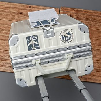 Multifunctional Suitcase with Water Cup Holder, Trolley Case with Charging Aluminum Frame, Silent Universal Wheels, Leather Suitcase for Male and Female Students