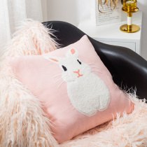 ins girl heart pink cute rabbit towel embroidered pillow pony Nordic cloud sofa cushion backrest