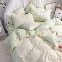 ins Net red hair ball princess girl heart cotton wash cotton four-piece cotton quilt cover bed sheets bedding