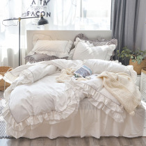ins Wind cotton bed four Princess Korean cotton white quilt cover bed skirt double 1 8 meters bedding