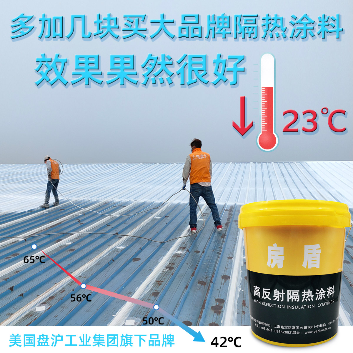 American panhoo color steel roof reflective insulation coating plant cooling 20 °C container mobile room sunscreen paint