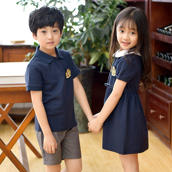 Kindergarten uniforms summer children's clothing 2023 new college style girls short-sleeved skirts primary school uniforms class uniforms