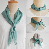Mulberry Silk Scarf Scarf 2020 New Spring and Summer Versatile Small Square Scarf Gray Green Solid Color Thin Silk Scarf Neck Scarf