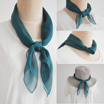 Dark green silk scarf female spring and summer wild new mulberry silk Korean version of the small silk scarf neck scarf literary small square scarf