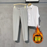 Светло -серый K91 плюс бархатные брюки