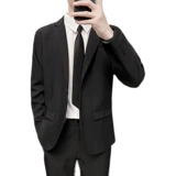 Мужской черный комплект, костюм для отдыха, штаны, пиджак классического кроя, большой размер