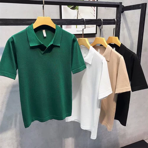 Летняя дышащая эластичная трикотажная цветная футболка с коротким рукавом, футболка polo