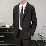 Мужской черный комплект, костюм для отдыха, штаны, пиджак классического кроя, большой размер