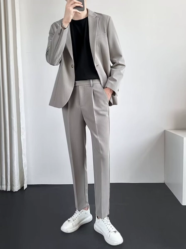 Мужской костюм для отдыха, куртка, штаны, комплект, свободный крой