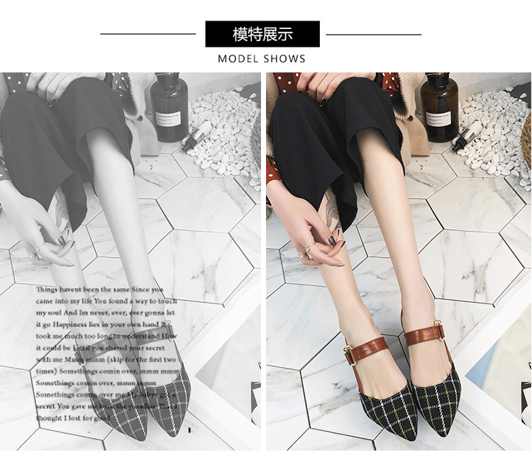 Giày cao cổ nữ chic chic 2018 mới xuân hè dày với mũi nhọn đế cao, giày cao gót hoang dã nữ Baotou sandal đế cao