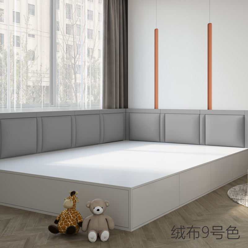Tatami soft bag custom with frame suede cloth headbed backrest children anti-crash wall stickup technology cloth light lavish anti-crashworthy wall sticker