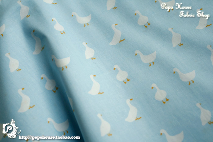 PopoHouse Big Island Blue Cherry Blossom Cotton Twill Vải Cổ Vải Quần áo Trẻ em Vải Tự làm Hướng dẫn sử dụng vải tici