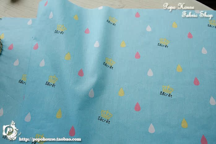 PopoHouse Big Island Blue Cherry Blossom Cotton Twill Vải Cổ Vải Quần áo Trẻ em Vải Tự làm Hướng dẫn sử dụng vải tici