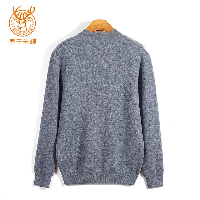 Deer King Cashmere Sweater ຜູ້ຊາຍ Round Neck ແຂນຍາວ Pure Cashmere ວ່າງລະດູຫນາວທີ່ອົບອຸ່ນ Casual Thick Pullover ເສື້ອກັນຫນາວອະເນກປະສົງ