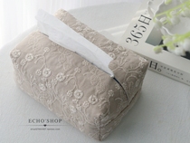 echo handmade cotton and linen embroidered fabric tissue cover French paper bag set box bag life retro home room