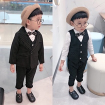 Baby dress one year old baby suit spring and autumn boys flower girl dress children gentleman vest suit three-piece suit