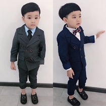 Boys British style double-breasted costume small suit children flower girl dress Korean casual suit three-piece tide