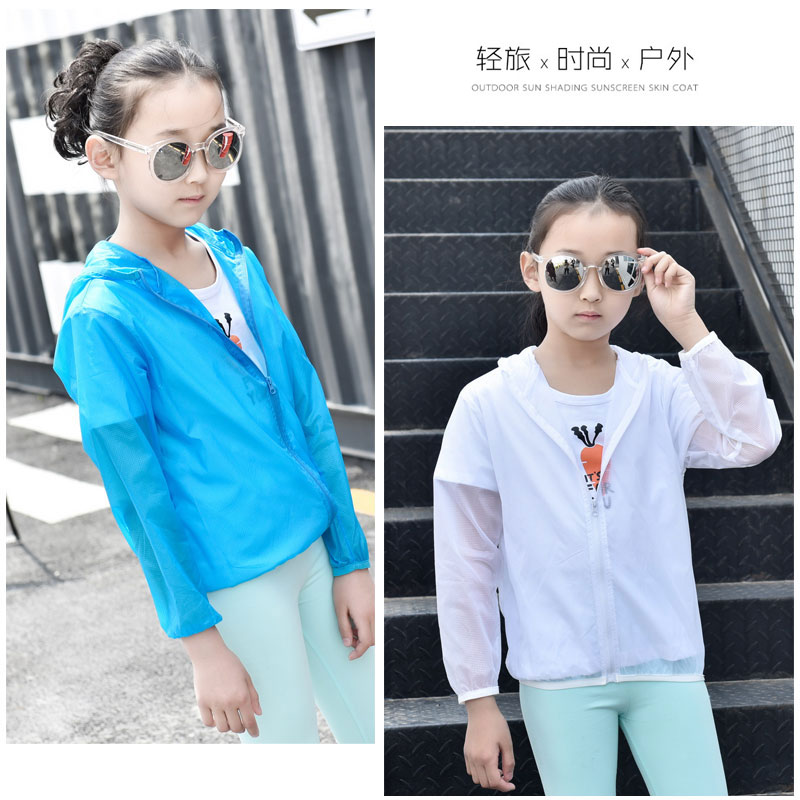 Quần áo ngoài trời mùa hè bù nhìn quần áo nam và nữ trẻ em chống nắng quần áo thể thao áo gió bãi biển siêu mỏng thoáng khí điều hòa không khí quần lót bé trai