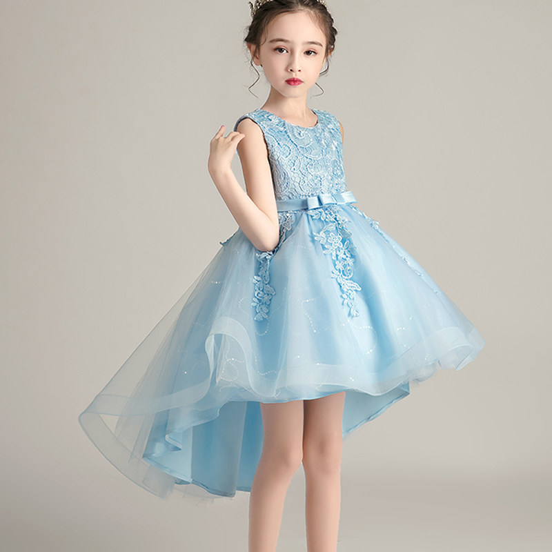 Children's tuxedo skirt with short front and long back for girls dress summer dress children catwalk performance 10th birthday princess dress - Taobao