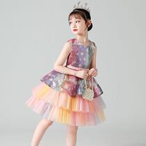 Dress girls summer six one performance colorful skirt childrens birthday dress performance childrens princess dress
