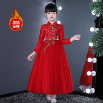 Dress girls New Years dress ten-year-old girl birthday princess dress autumn and winter red show dress childrens costume