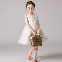 Girls dress summer childrens princess dress childrens performance white gauze skirt childrens graduation dress performance clothing