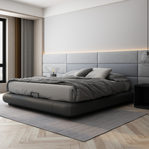 Italian high-end atmosphere without bedside bed Modern light luxury style simple double non-reclining master bedroom technology cloth bed