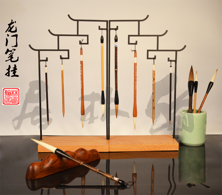 Gantry pen hanging red wood solid wood minimalist brush holder pen holder pen holder writing brush hanging room 4-treasure calligraphy supplies