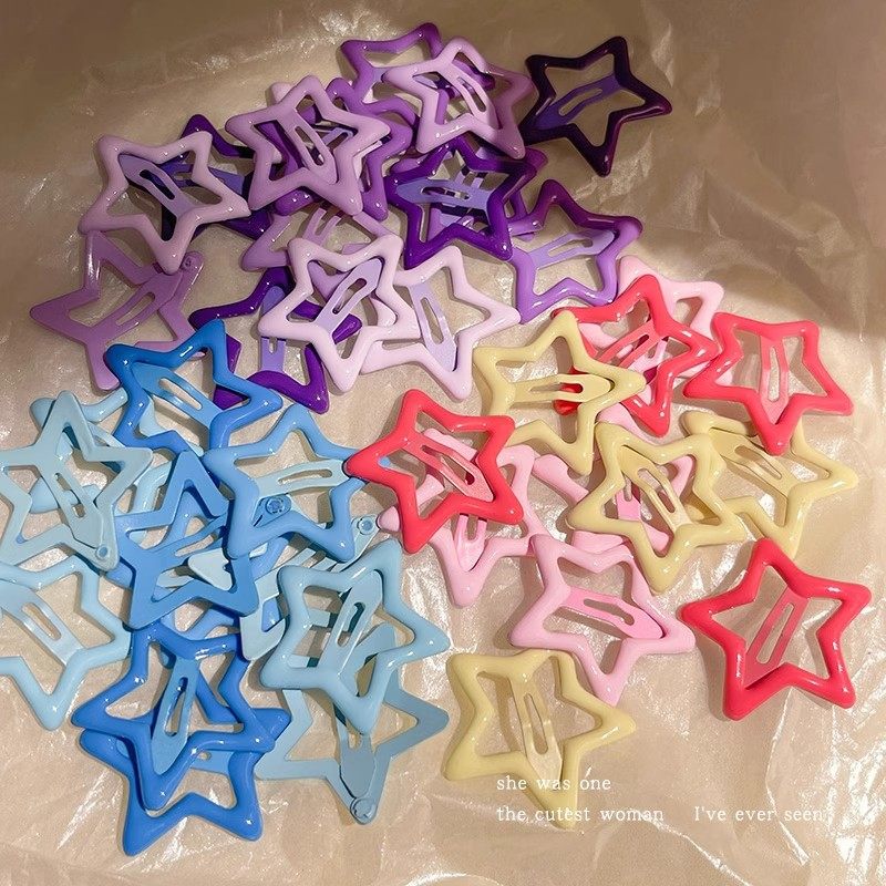 y2k多巴胺五角星星发夹bb夹儿童可爱少女心侧边夹刘海前额小夹子 — 3