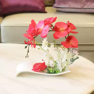 PU feel simulation Phalaenopsis fake flower decoration flower desktop home living room front desk display bedside table ornaments floral art