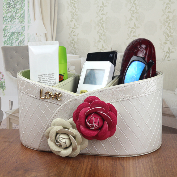 Liran leather office desktop coffee table remote control storage box holder dresser Skin care cosmetics finishing box creative